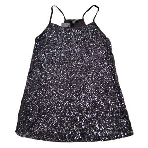 NWT Women Halter Top Sequined Black Size XL